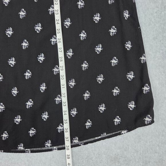 Old Navy Medium Black White Floral Boho Dress Flutter Sleeve Tassel Tie Neckline - Picture 12 of 13